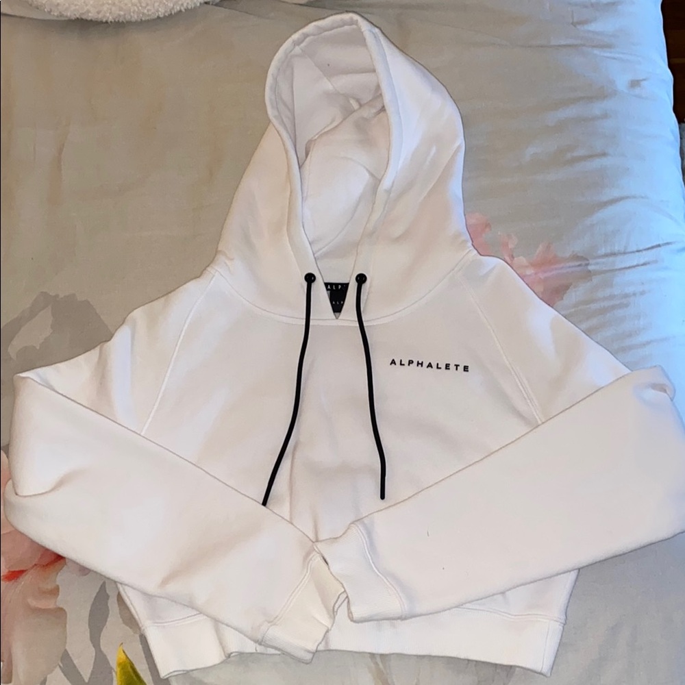 Alphalete White Cropped Hoodie